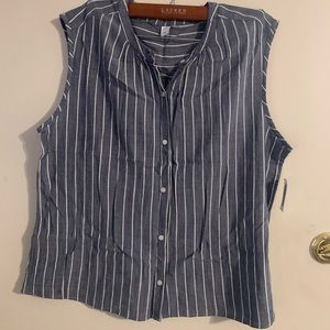 White washed blue and white tank top